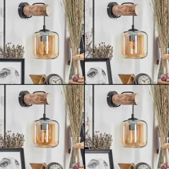 hofstein Applique murale - Verre 15 cm Lauden Écru, Noir, 1 lumière