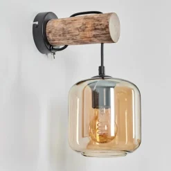 hofstein Applique murale - Verre 15 cm Lauden Écru, Noir, 1 lumière