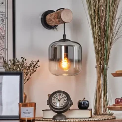 hofstein Applique murale - Verre 15 cm Lauden Écru, Noir, 1 lumière