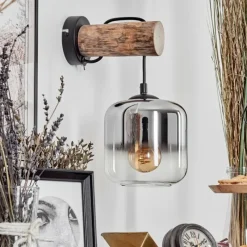 hofstein Applique murale - Verre 15 cm Lauden Écru, Noir, 1 lumière