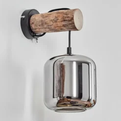 hofstein Applique murale - Verre 15 cm Lauden Écru, Noir, 1 lumière