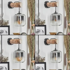 hofstein Applique murale - Verre 15 cm Lauden Écru, Noir, 1 lumière