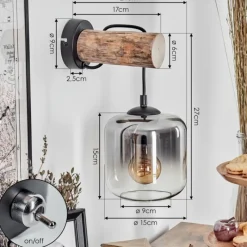 hofstein Applique murale - Verre 15 cm Lauden Écru, Noir, 1 lumière