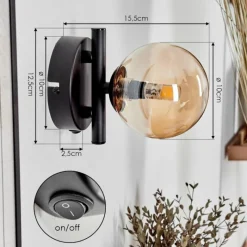 hofstein Applique murale - Verre Chehalis Ambre, 1 lumière