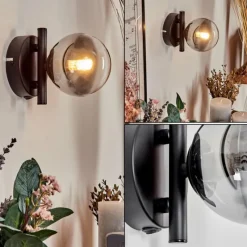 hofstein Applique murale - Verre Chehalis Clair, Fumé, 1 lumière