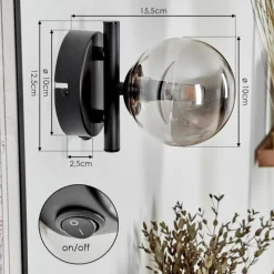 hofstein Applique murale - Verre Chehalis Fumé, 1 lumière