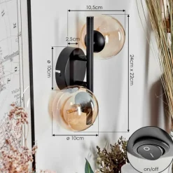 hofstein Applique murale - Verre Chehalis Ambre, 2 lumières