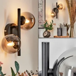 hofstein Applique murale - Verre Chehalis Clair, Fumé, 2 lumières