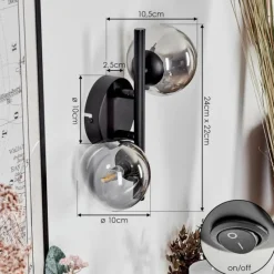 hofstein Applique murale - Verre Chehalis Clair, Fumé, 2 lumières