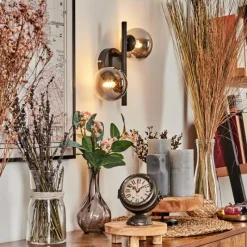 hofstein Applique murale - Verre Chehalis Clair, Fumé, 2 lumières