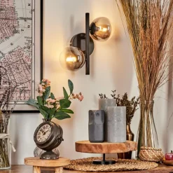 hofstein Applique murale - Verre Chehalis Clair, Fumé, 2 lumières