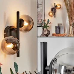 hofstein Applique murale - Verre Chehalis Fumé, 2 lumières