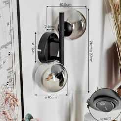 hofstein Applique murale - Verre Chehalis Fumé, 2 lumières