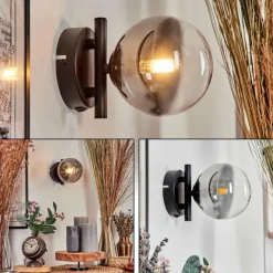 hofstein Applique murale - Verre Chehalis Clair, Fumé, 1 lumière