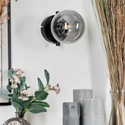 hofstein Applique murale - Verre Chehalis Clair, Fumé, 1 lumière