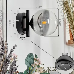 hofstein Applique murale - Verre Chehalis Clair, Fumé, 1 lumière