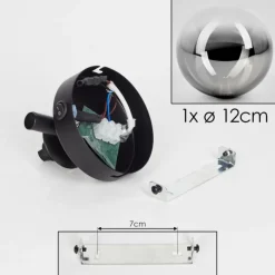 hofstein Applique murale - Verre Chehalis Clair, Fumé, 1 lumière