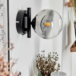 hofstein Applique murale - Verre Chehalis Clair, Fumé, 1 lumière