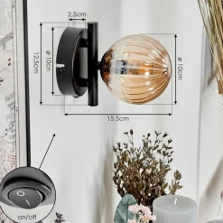 hofstein Applique murale - Verre Chehalis Ambre, 1 lumière