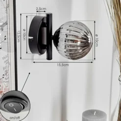 Suspension Verre Fumé-hofstein Applique murale - Verre Chehalis Fumé, 1 lumière