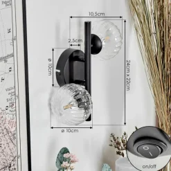 hofstein Applique murale - Verre Chehalis Clair, 2 lumières