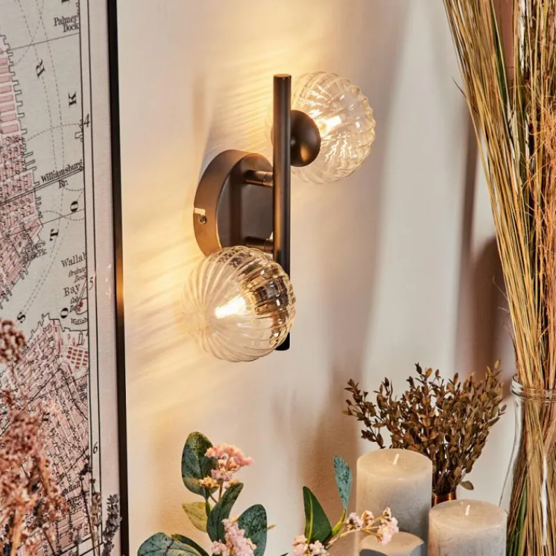 hofstein Applique murale - Verre Chehalis Clair, 2 lumières