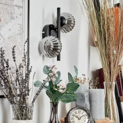 hofstein Applique murale - Verre Chehalis Fumé, 2 lumières