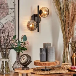 hofstein Applique murale - Verre Chehalis Fumé, 2 lumières