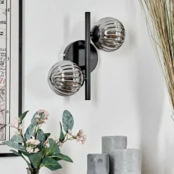 hofstein Applique murale - Verre Chehalis Fumé, 2 lumières