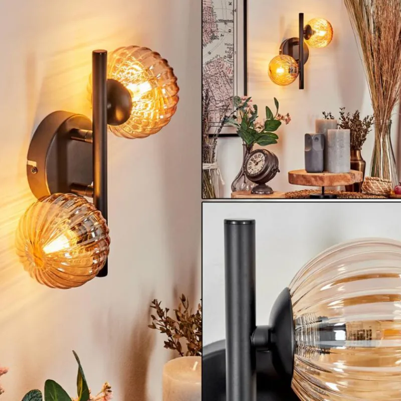 hofstein Applique murale - Verre Chehalis Ambre, 2 lumières