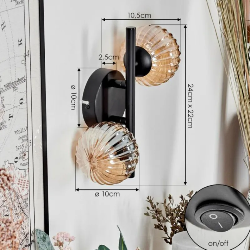 hofstein Applique murale - Verre Chehalis Ambre, 2 lumières