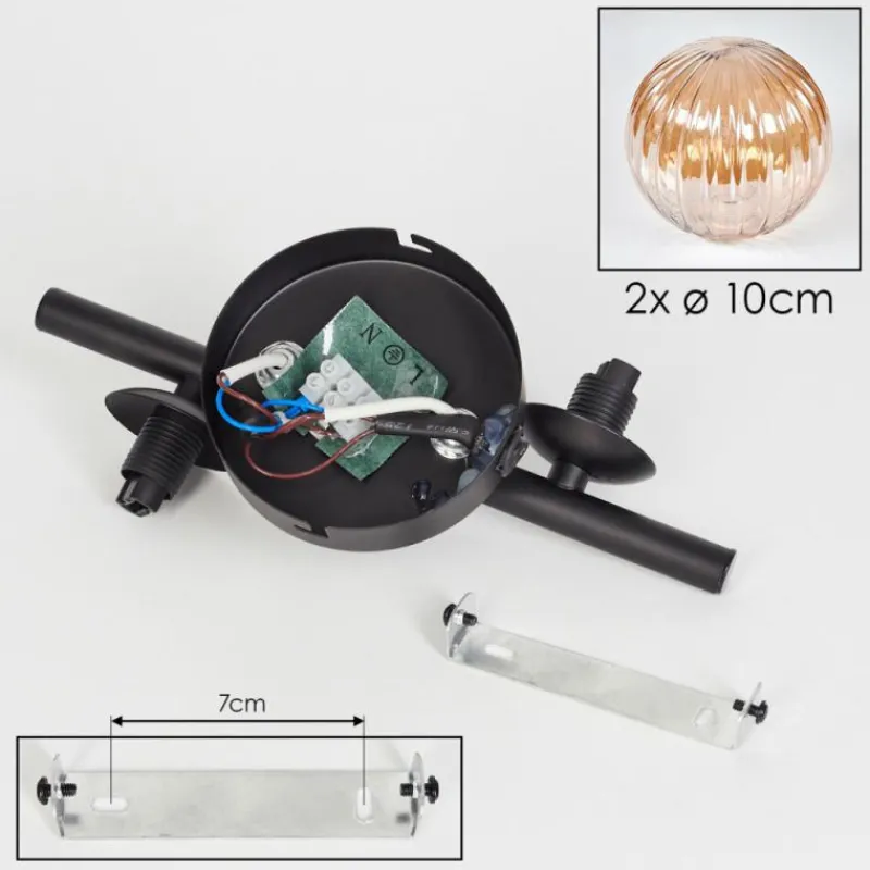 hofstein Applique murale - Verre Chehalis Ambre, 2 lumières