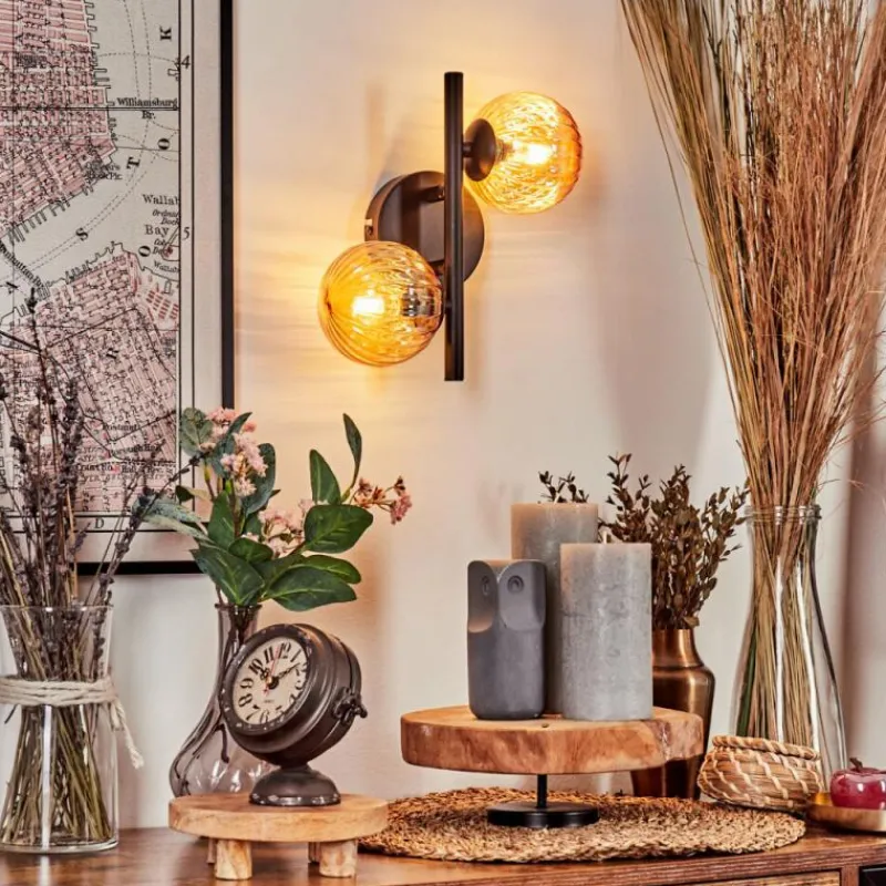 hofstein Applique murale - Verre Chehalis Ambre, 2 lumières