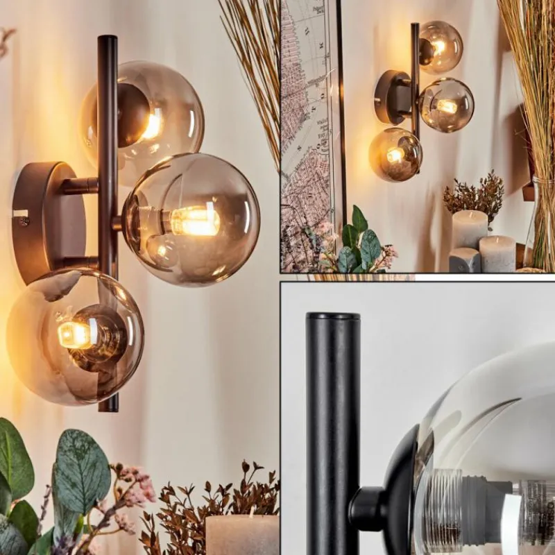 hofstein Applique murale - Verre Chehalis Fumé, 3 lumières