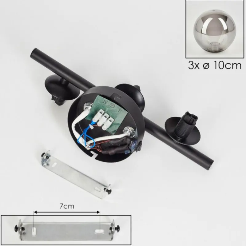 hofstein Applique murale - Verre Chehalis Fumé, 3 lumières