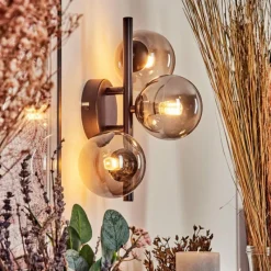 hofstein Applique murale - Verre Chehalis Fumé, 3 lumières