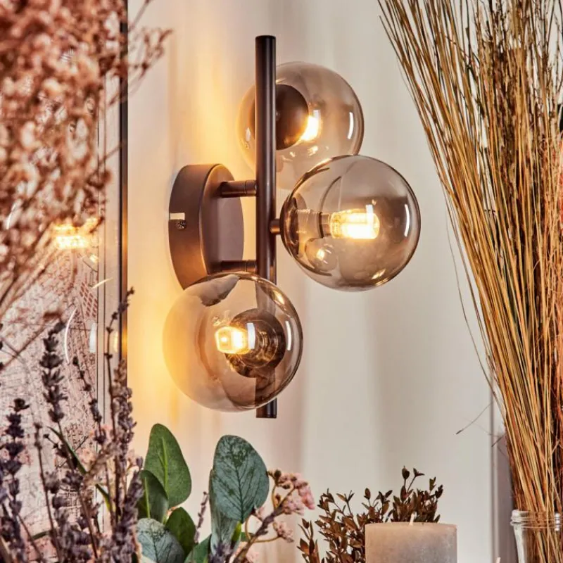 hofstein Applique murale - Verre Chehalis Fumé, 3 lumières