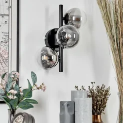 hofstein Applique murale - Verre Chehalis Clair, Fumé, 3 lumières