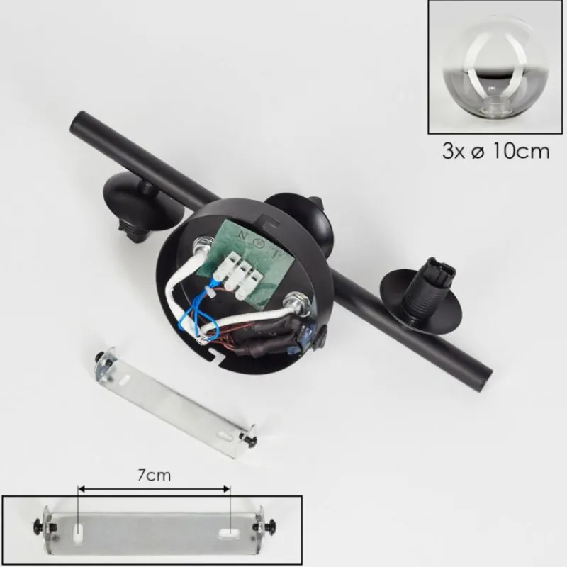 hofstein Applique murale - Verre Chehalis Clair, Fumé, 3 lumières