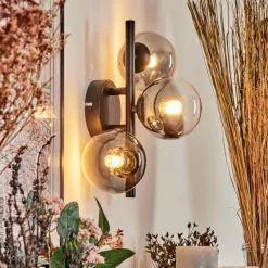 hofstein Applique murale - Verre Chehalis Clair, Fumé, 3 lumières