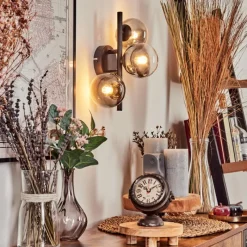 hofstein Applique murale - Verre Chehalis Clair, Fumé, 3 lumières