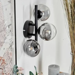 hofstein Applique murale - Verre Chehalis Clair, Fumé, 3 lumières