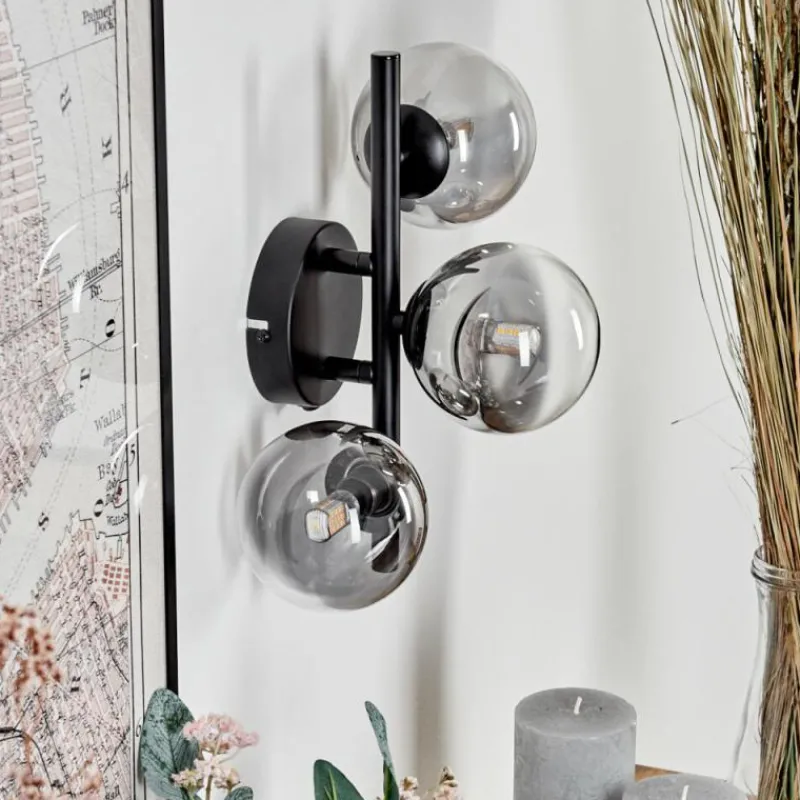 hofstein Applique murale - Verre Chehalis Clair, Fumé, 3 lumières