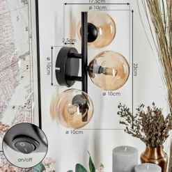 hofstein Applique murale - Verre Chehalis Ambre, 3 lumières