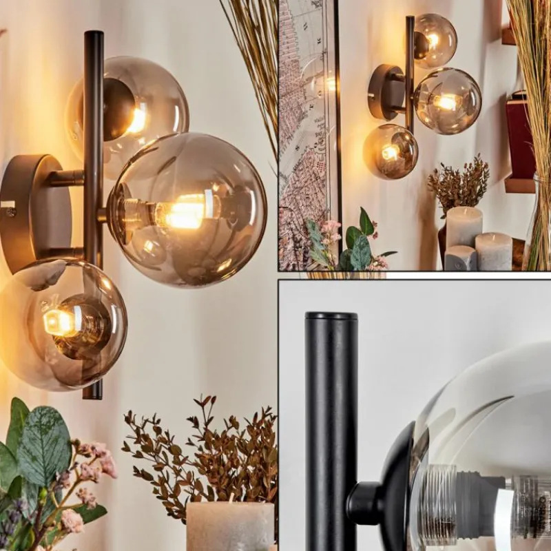 hofstein Applique murale - Verre Chehalis Fumé, 3 lumières