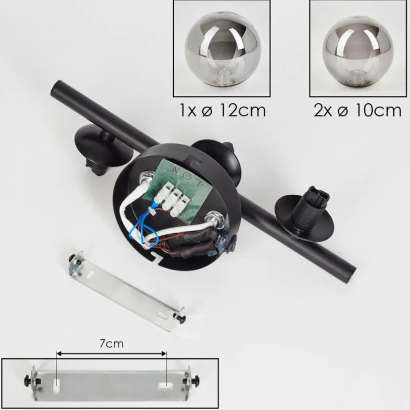 hofstein Applique murale - Verre Chehalis Fumé, 3 lumières