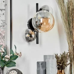 hofstein Applique murale - Verre Chehalis Ambre, Clair, Fumé, 3 lumières