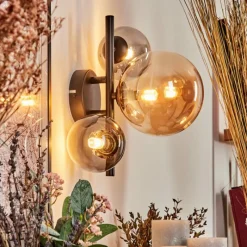 hofstein Applique murale - Verre Chehalis Ambre, Clair, Fumé, 3 lumières