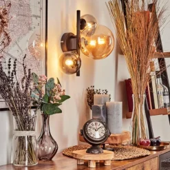 hofstein Applique murale - Verre Chehalis Ambre, Clair, Fumé, 3 lumières