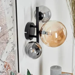 hofstein Applique murale - Verre Chehalis Ambre, Clair, Fumé, 3 lumières